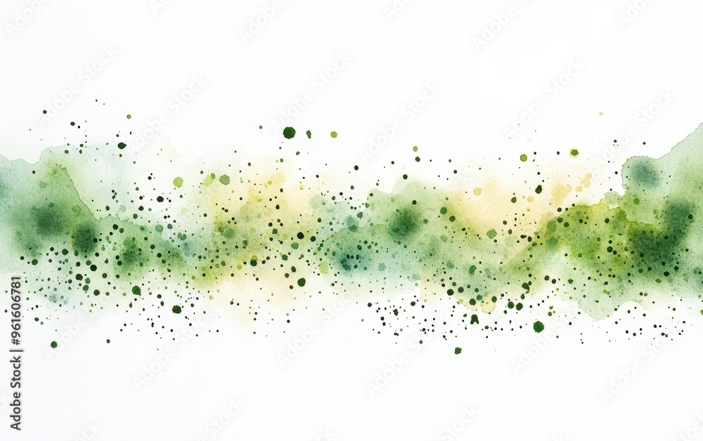 Creative Flow Abstract Watercolor Painting of Green Dots on White Background Creative Flow Abstract Watercolor Painting of Green Dots on White Background