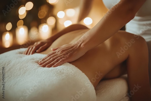 Wallpaper Mural Relaxation woman back massage with masseur in cosmetology spa centre Torontodigital.ca