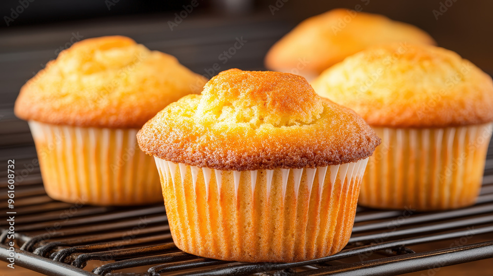 Isolated Cornbread muffins on a white plate, perfect for a sweet breakfast or afternoon snack Isolated Cornbread muffins on a white plate, perfect for a sweet breakfast or afternoon snack