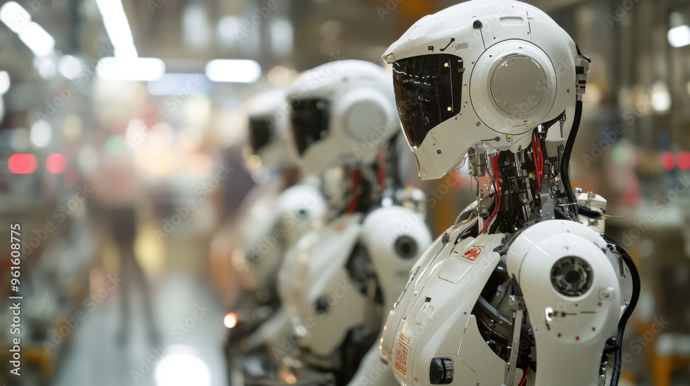 Advanced robotics manufacturing in Japan, with robots being built for various industries. Advanced robotics manufacturing in Japan, with robots being built for various industries.