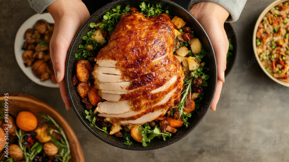 Thanksgiving table set with Japanese ceramics, featuring a blend of American and Japanese dishes, thanksgiving, elegant fusion Thanksgiving table set with Japanese ceramics, featuring a blend of American and Japanese dishes, thanksgiving, elegant fusion