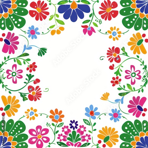 Bright Colorful Floral Border.