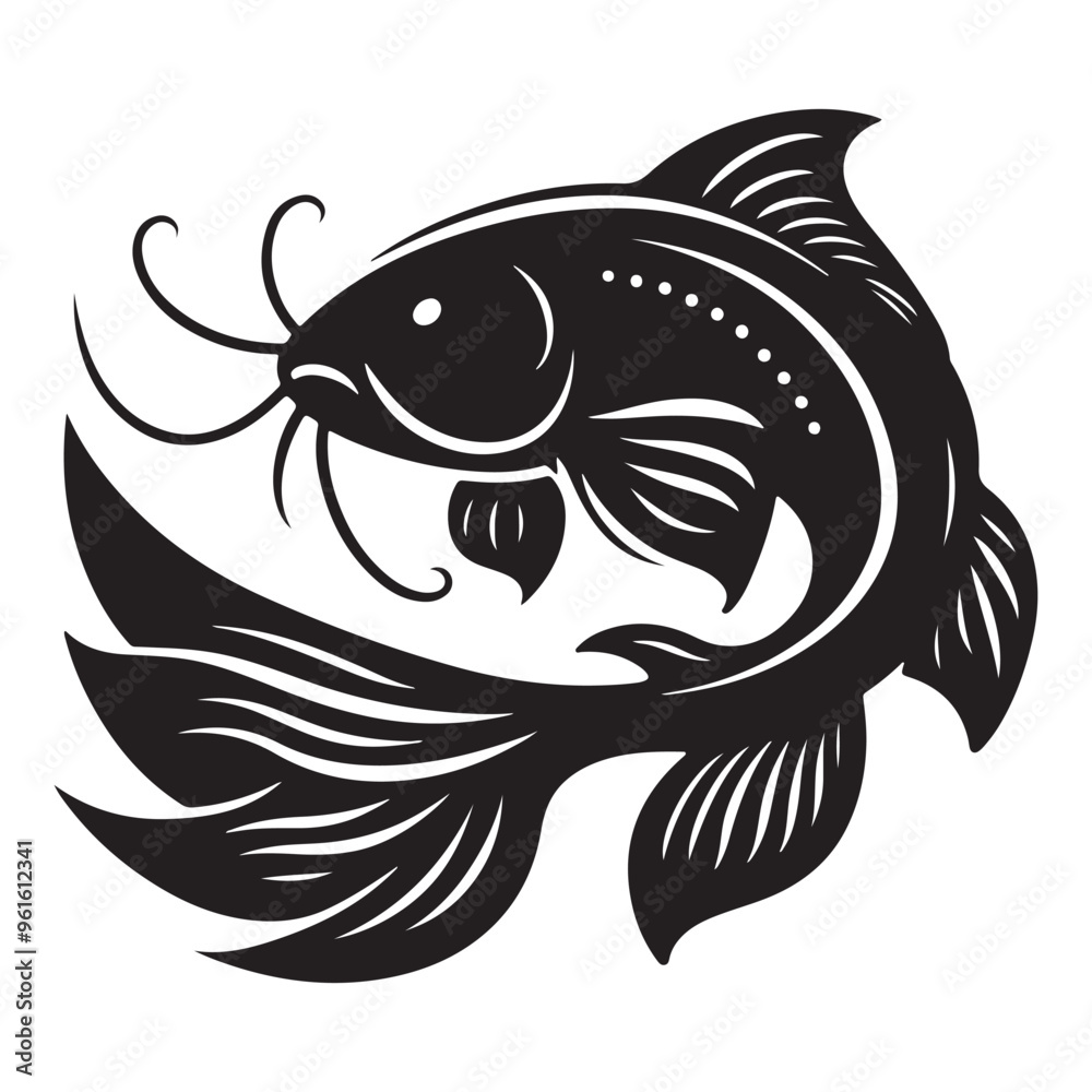 Elegant Fish Logo Design Catfish Drawing Art Template Elegant Fish Logo Design Catfish Drawing Art Template