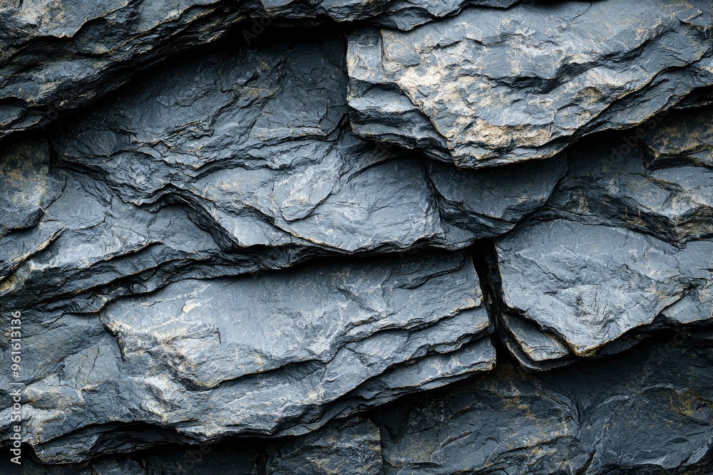 Close-Up of Layered Black Rock Formation