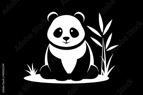 A black and white classic panda sticker