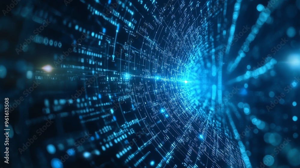 A futuristic digital abstract depicting glowing data streams and connections in blue tones, showcasing technology and innovation. A futuristic digital abstract depicting glowing data streams and connections in blue tones, showcasing technology and innovation.
