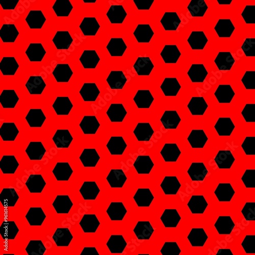 A red background with a pattern of black squares on red background