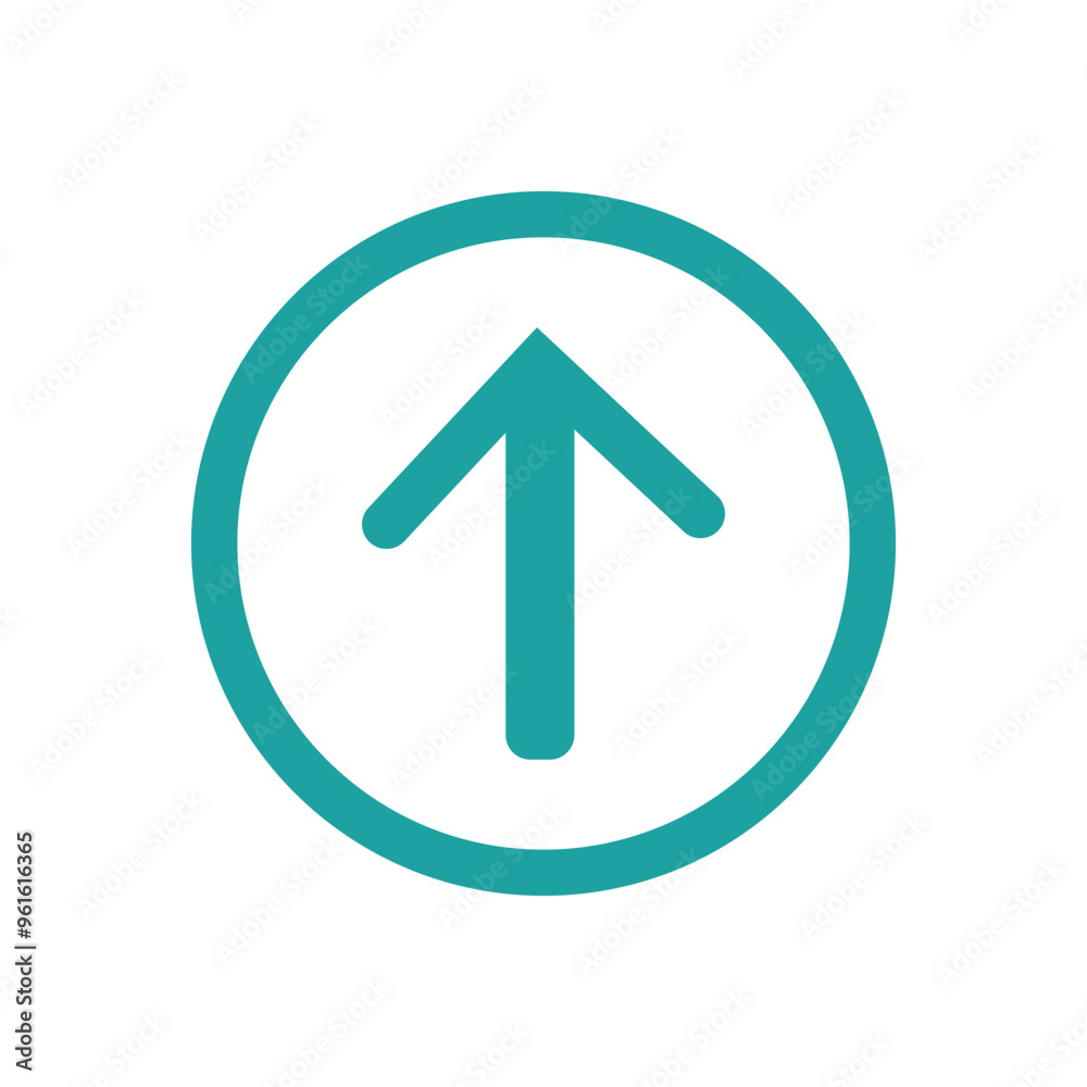 Upward arrow icon. Circular arrow symbol. Bold vector sign. Simple teal design. Upward arrow icon. Circular arrow symbol. Bold vector sign. Simple teal design.