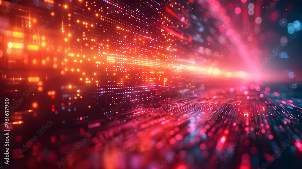Abstract Background with Red and Orange Bokeh Lights