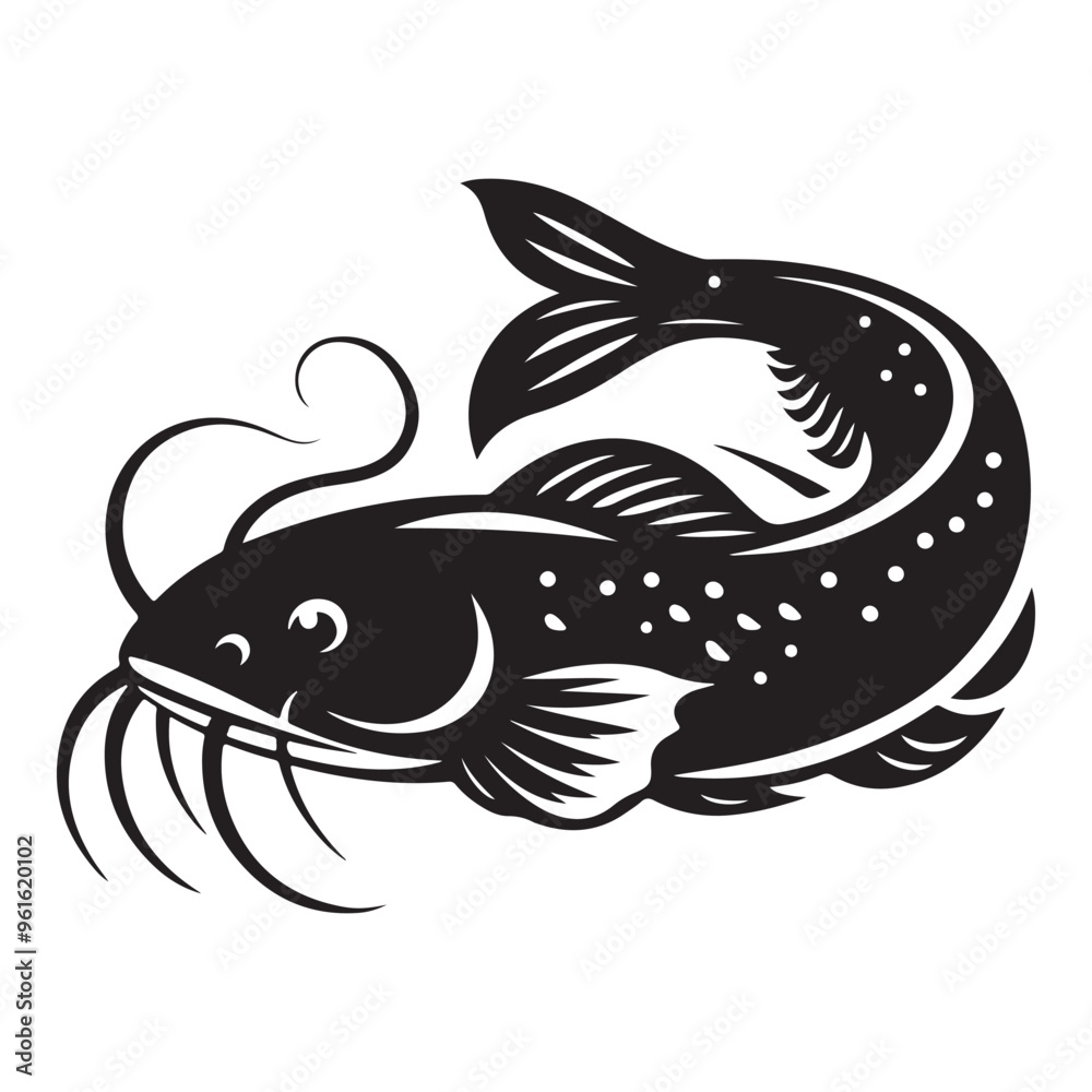 Professional Catfish Logo Design Silhouette Professional Catfish Logo Design Silhouette