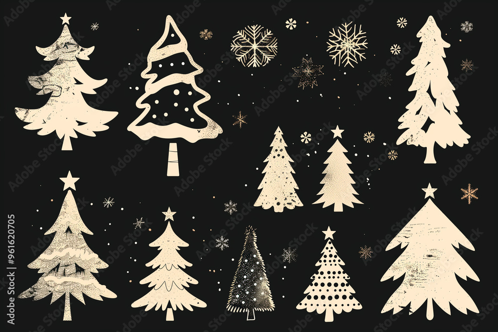 Obraz premium set of christmas trees