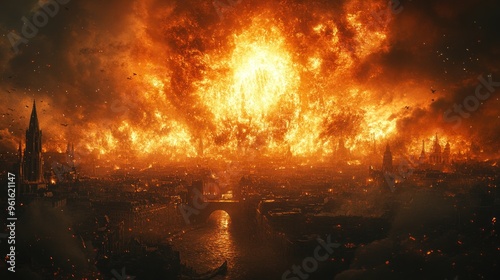 Fiery Apocalypse: A City Engulfed in Flames
