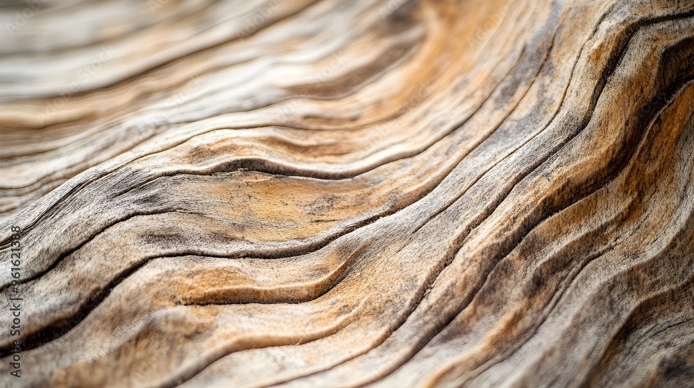 Fototapeta premium A close-up of a textured surface resembling weathered wood, with intricate grain patterns and a light solid color background