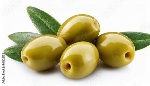 green olives on a white background