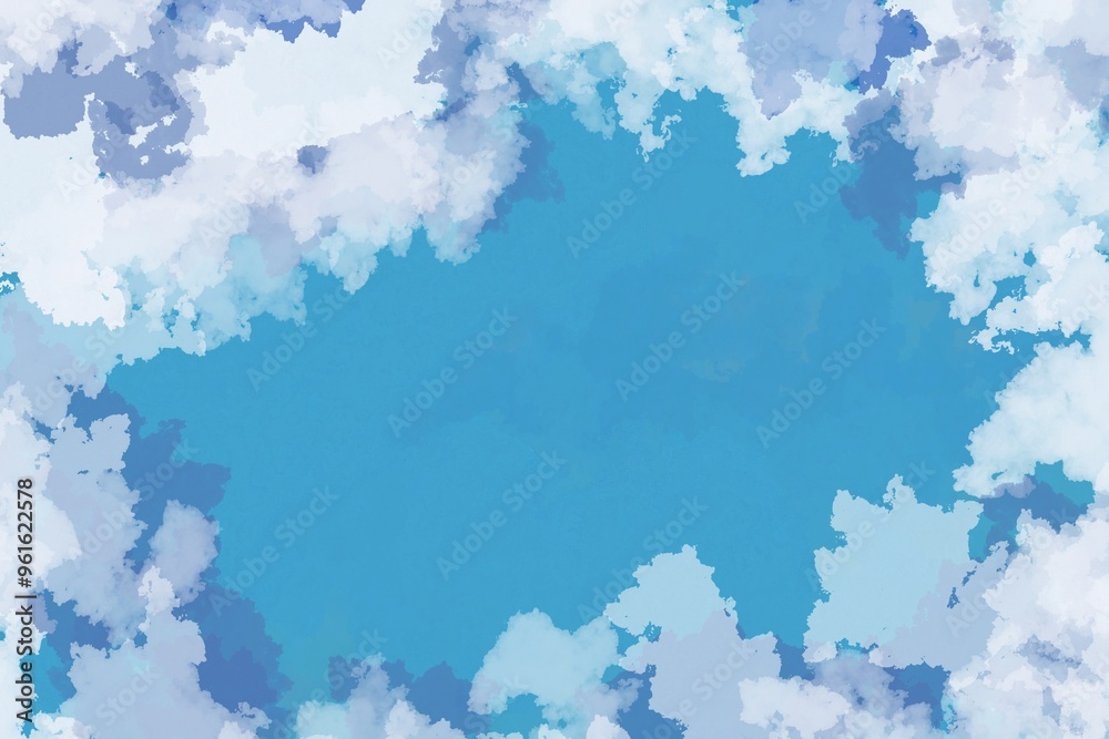 Obraz premium Serene Sky and Clouds: An Abstract Impression of Tranquil Blue Horizons and Soft, Dreamlike Cloud Formations