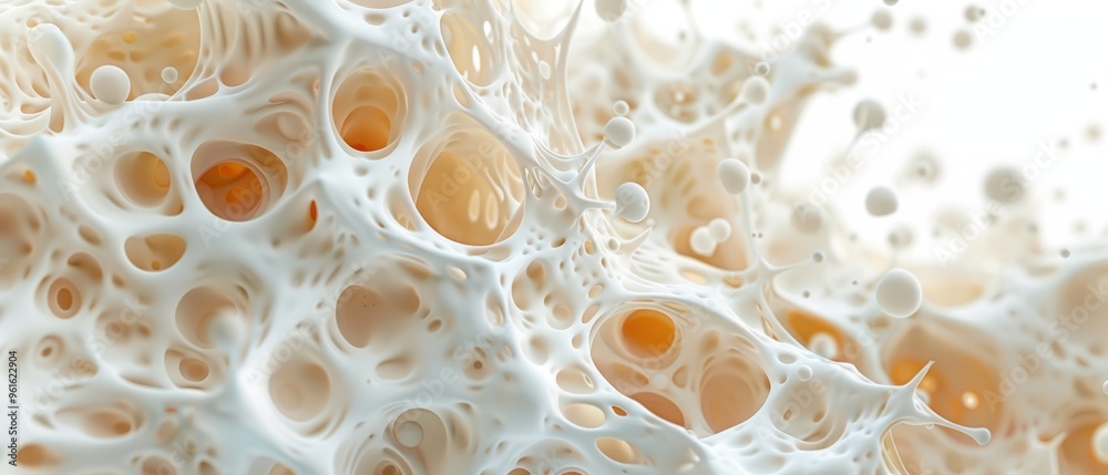 A tight shot of a white substance, dotted with numerous water droplets on its surface, against a softly blurred backdrop A tight shot of a white substance, dotted with numerous water droplets on its surface, against a softly blurred backdrop