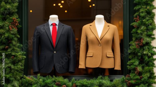 Black Friday-themed dressed in sale items in storefront window photo
