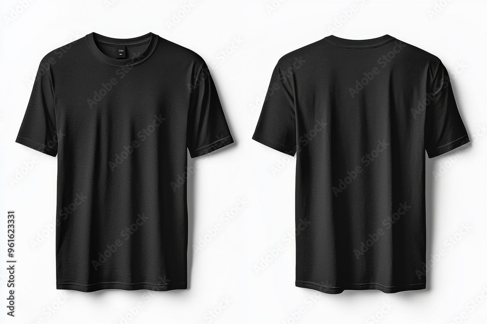 Black Tshirt Mockup Front and Back Isolated created with Generative AI Black Tshirt Mockup Front and Back Isolated created with Generative AI
