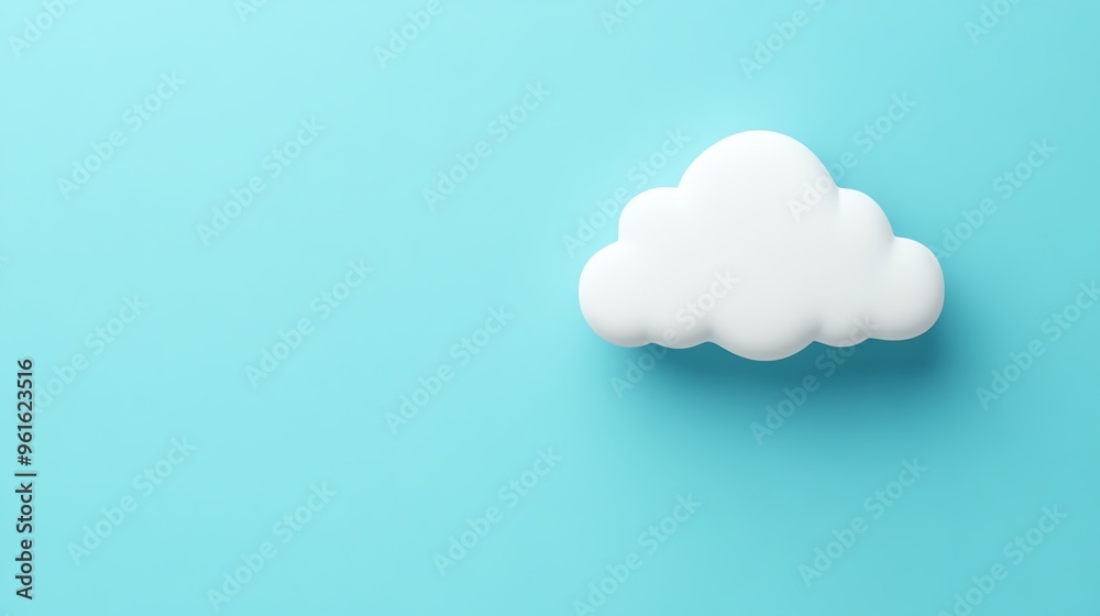 A whimsical white cloud against a bright blue background, perfect for conveying a sense of calmness and imagination. A whimsical white cloud against a bright blue background, perfect for conveying a sense of calmness and imagination.