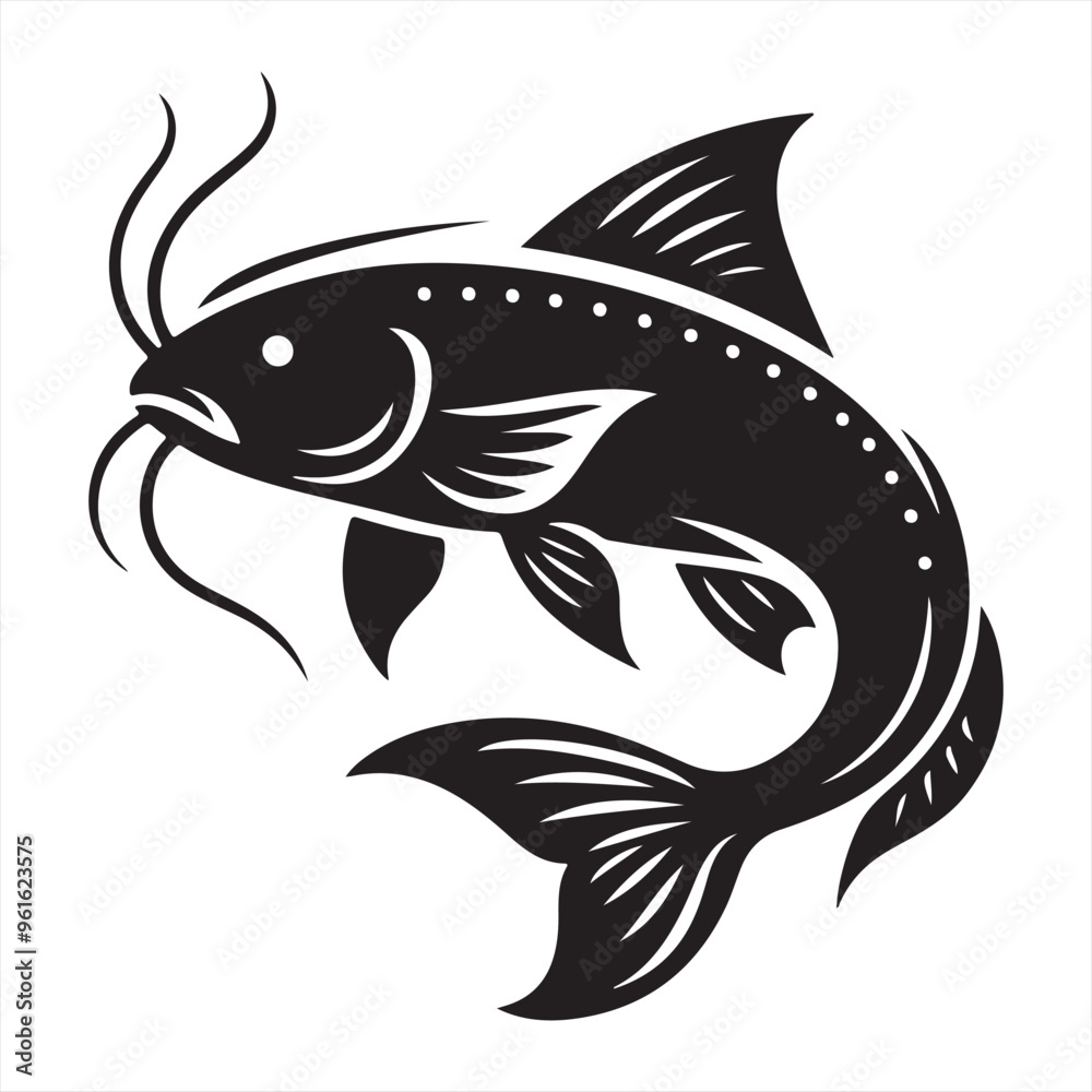 Obraz premium Catfish Logo: Clean Silhouette Vector Design