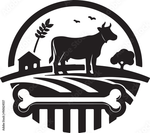 animals icon cow in a farm logo icon cartoon, animal, cow, illustration, bull, funny, milk, mammal, farm, symbol, icon, design, art, cattle, nature, animals, silhouette
