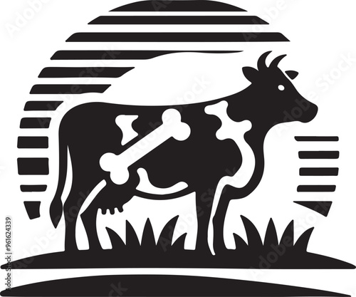 cow in a farm logo icon cartoon animal cow illustration bull funny milk  farm symbol icon design art cattle  nature animals  silhouette.