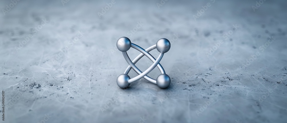 Fototapeta premium A silver object against a gray backdrop symbolizes science and technology industry