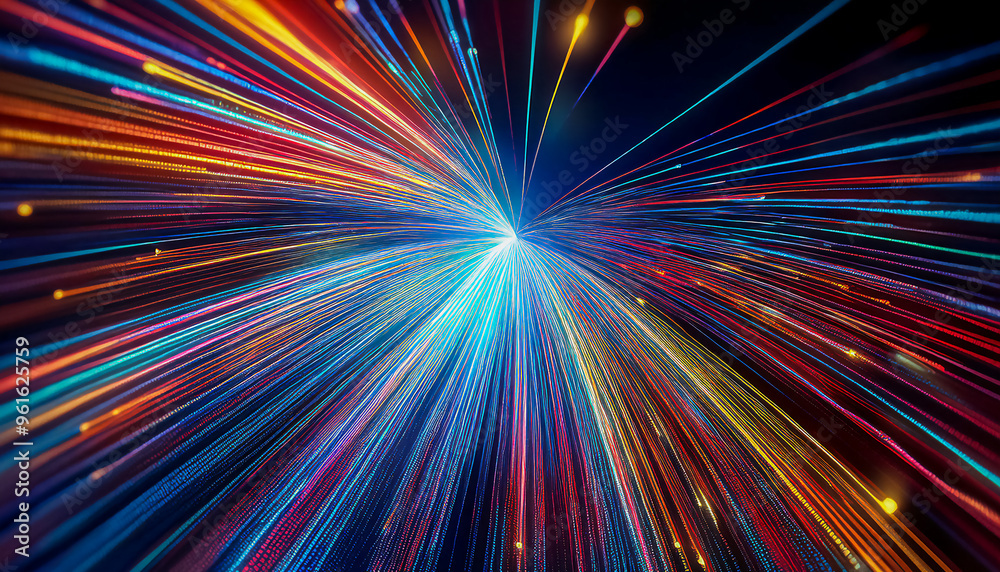 Abstract background with lights of data flow over fiber optic network Abstract background with lights of data flow over fiber optic network