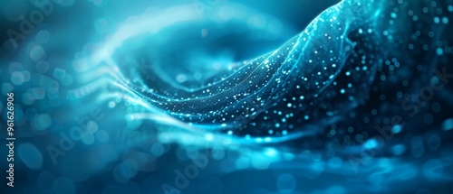  A tight shot of a wave in the ocean, lit with blurred reflections from distant lights, against a backdrop of a tranquil blue sky