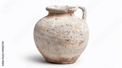 A round old vessel  is on a white background photo