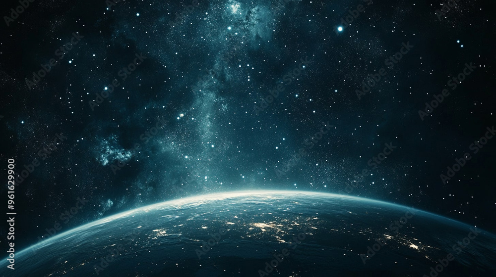 Semicircular surface of abstract planet in space Semicircular surface of abstract planet in space