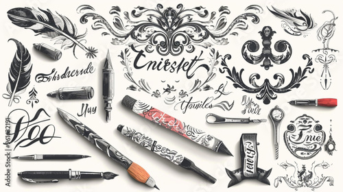 set of hand drawn elements