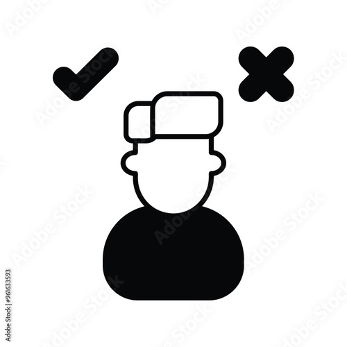 decision making glyph icon with white background vector stock illustration