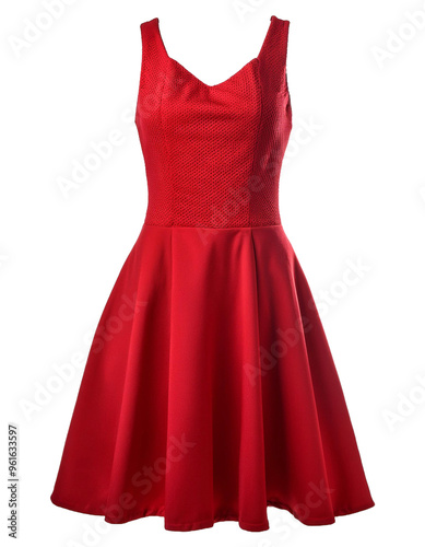 A beautiful red dress on a transparent background.