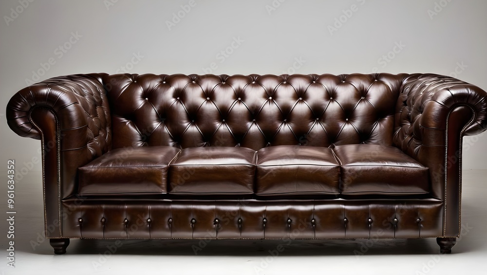 Timeless Chesterfield Sofa in Dark Brown Leather with Deep Tufting ...