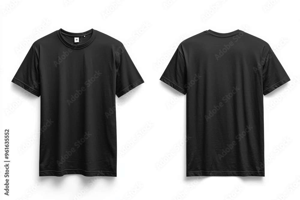Black Tshirt Mockup Front and Back Isolated created with Generative AI Black Tshirt Mockup Front and Back Isolated created with Generative AI