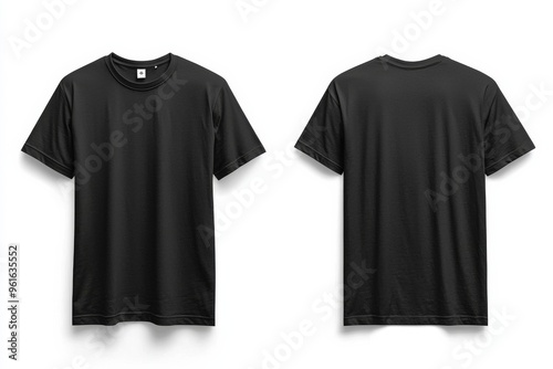 Black Tshirt Mockup Front and Back Isolated created with Generative AI