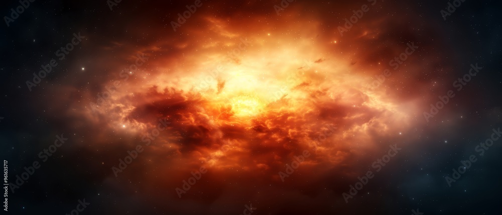 A red-and-yellow clouded sky hosts a solitary star at its center A red-and-yellow clouded sky hosts a solitary star at its center