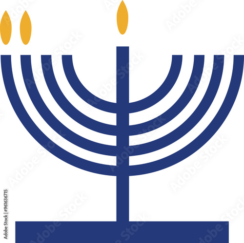 Hanukkah menorah (hanukkiah) vector icon. A menorah on the second night of Hanukkah