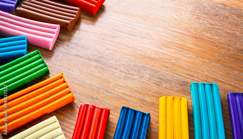 Colorful plasticine on a table