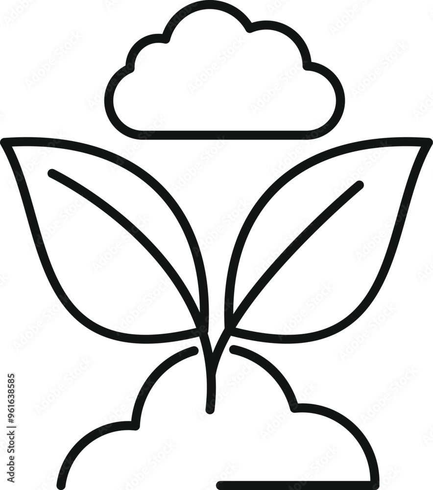 Simple ecology icon representing the concept of green cloud computing using renewable energy Simple ecology icon representing the concept of green cloud computing using renewable energy