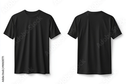 Black Tshirt Mockup Front and Back Isolated created with Generative AI