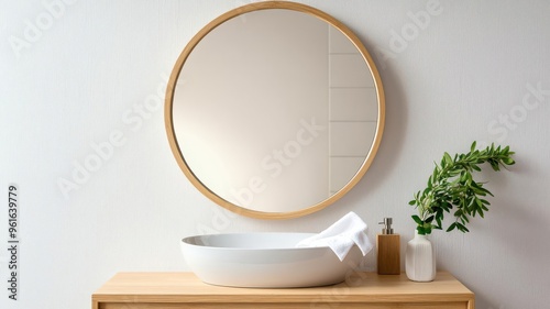 Cleaning the bathroom mirror with a cloth, leaving it spotless and reflective