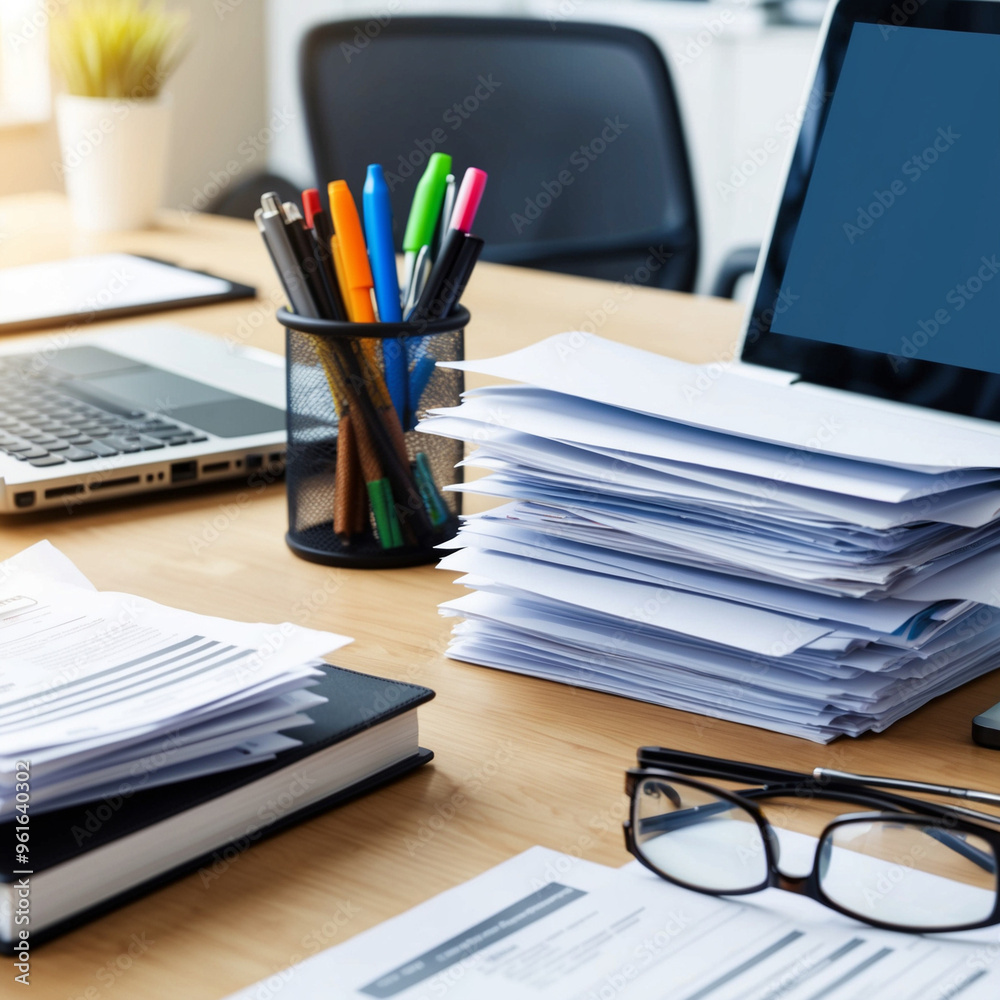 AI generates realistic illustrations office space with work equipment AI generates realistic illustrations office space with work equipment