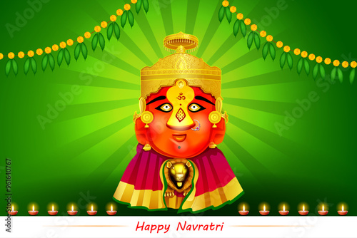 A beautiful illustration of goddess renuka mata in happy navtatri background