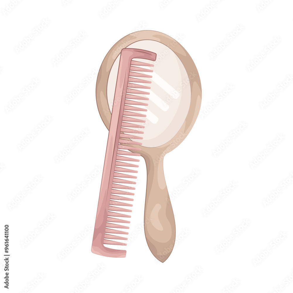 Illustration of comb and mirror Illustration of comb and mirror