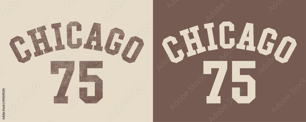Fototapeta premium Retro college varsity font typography, Varsity vintage vector graphic, Chicago 75 slogan print for fashion tee and t-shirt, sweatshirt, and hoodie. 