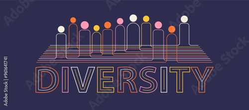 Diversity vector illustration, minimalism geometry design, color banner, poster