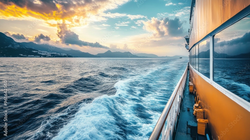 Fototapeta premium Sunset Cruise Ship Sailing