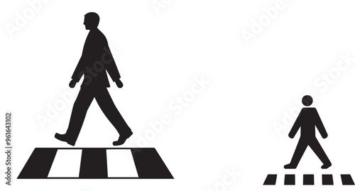 black and white Pedestrian Crossing Silhouette